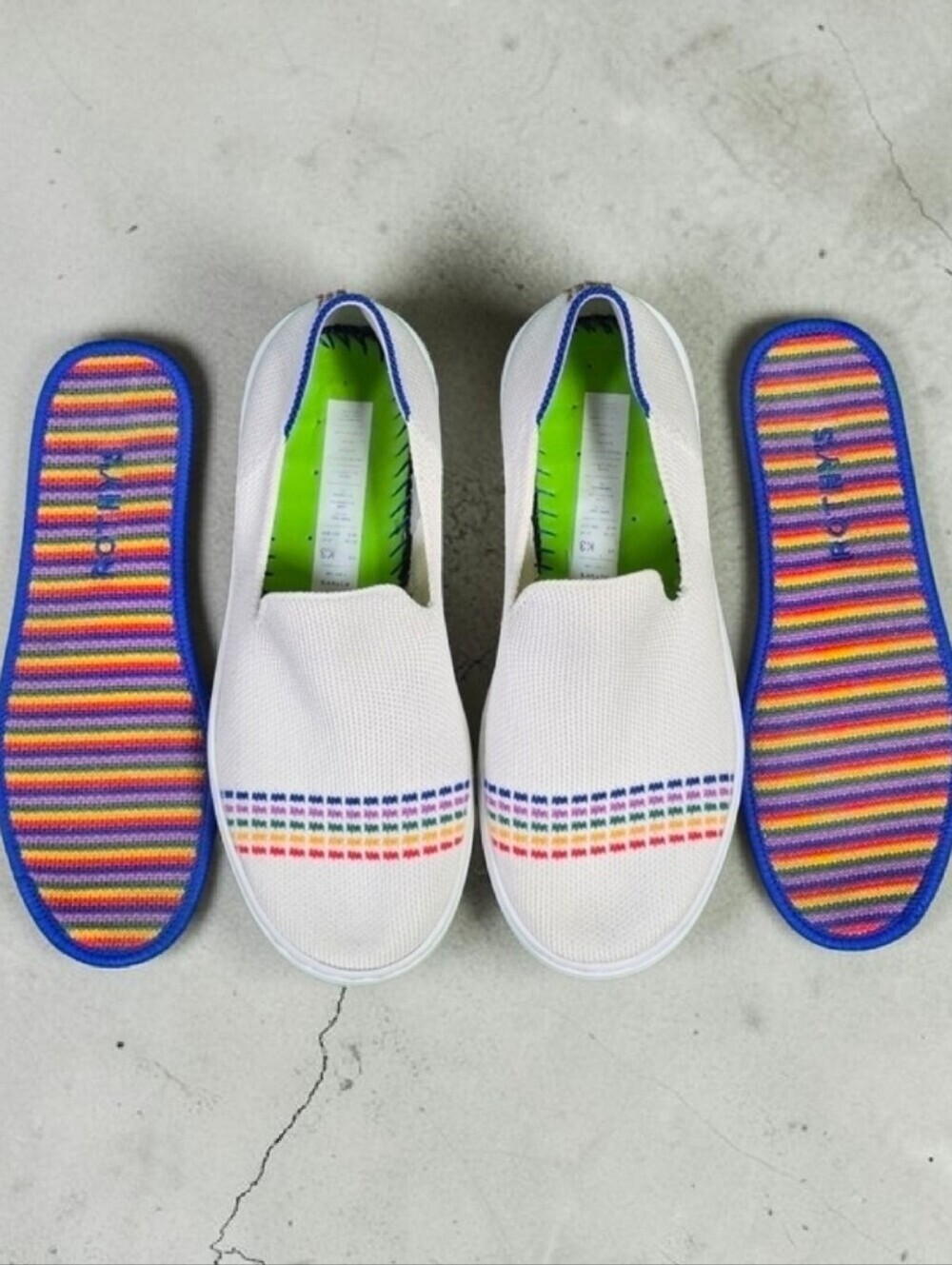 ROTHY'S | KIDS STRETCH KNIT CANVAS RAINBOW SLIP-ON SHOES